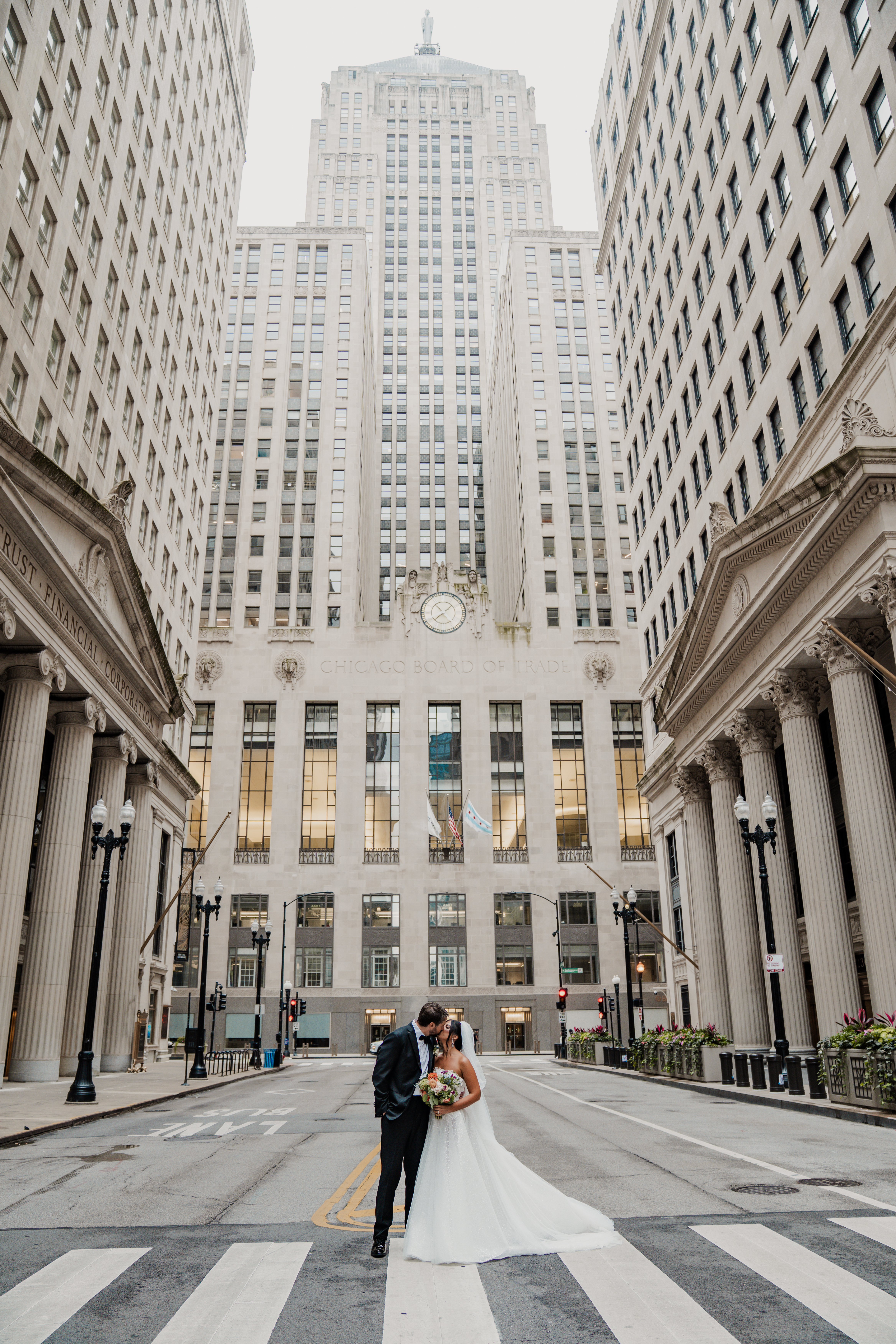 A couple celebrating their new marriage in Chicago